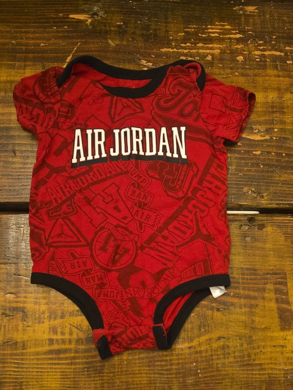 Jordan Red & Black Infant Bodysuit - Air Jordan Logo